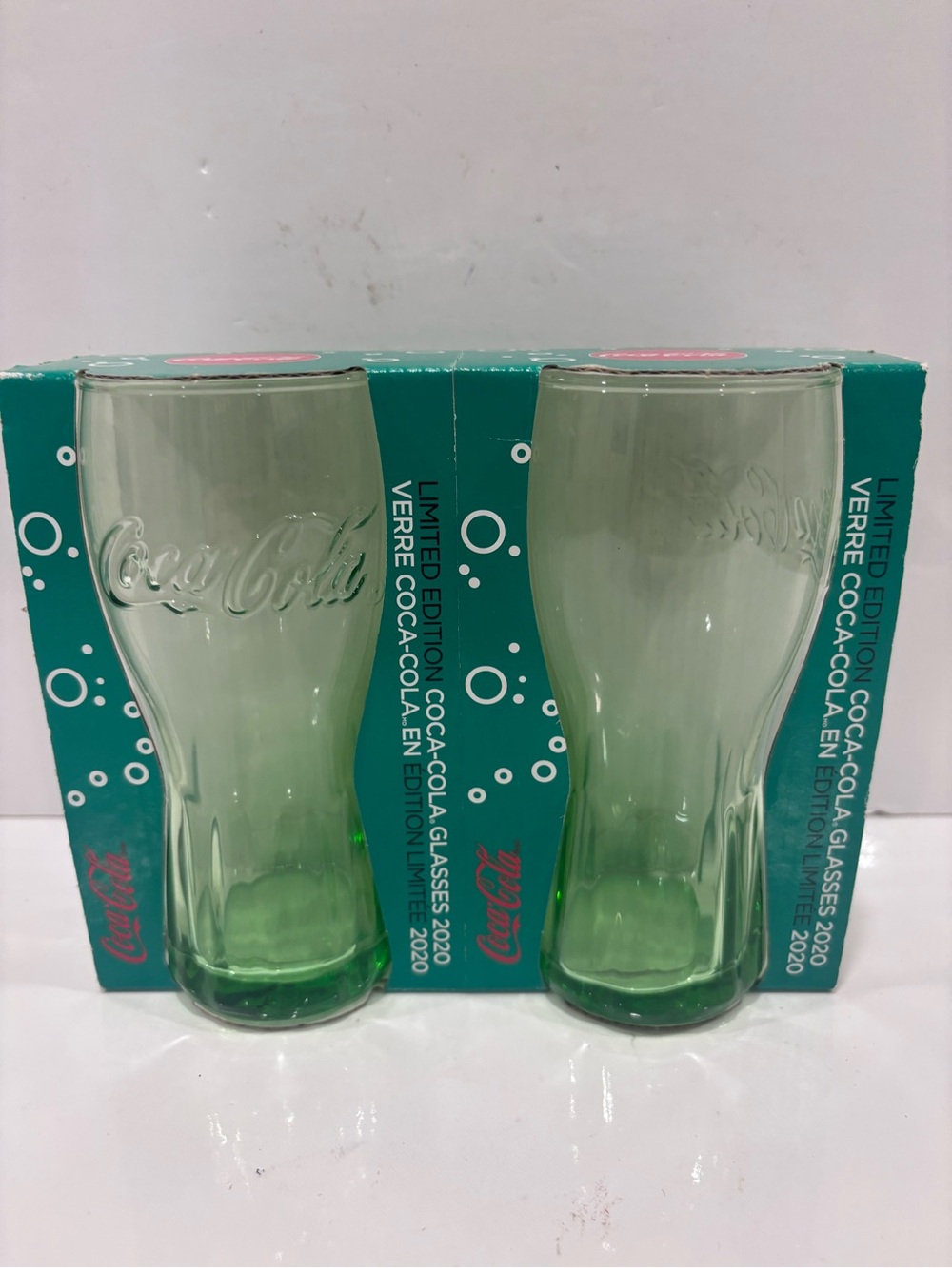 Coca Cola Limited Edition Green Glasses - Set of 2 McDonald’s collectible 2020